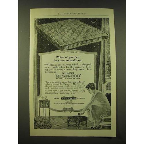 1918 Wilson & Co. Restgood Sanitary Curled hair mattress Ad - waken