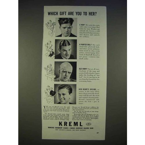 1940 Kreml Hair Tonic Ad - Which Gift Are You to Her?