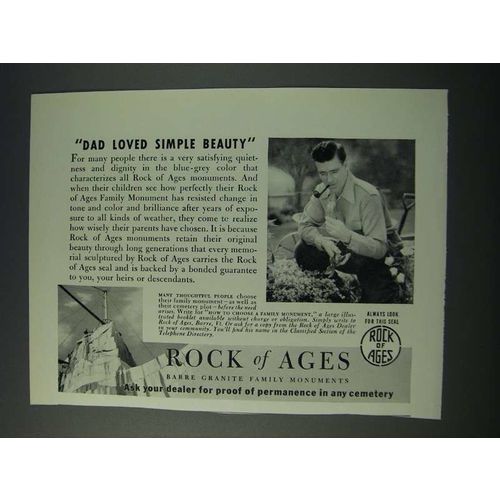 1948 Rock of Ages Ad - Dad Loved Simple Beauty