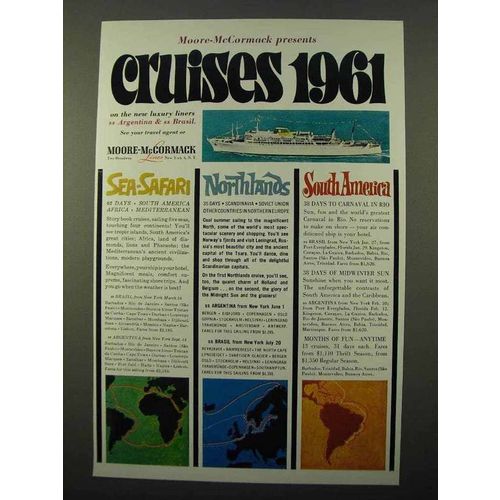 1960 Moore-McCormack Lines Ad - Cruises 1961