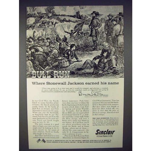 1960 Sinclair Oil Ad - Bull Run, Stonewall Jackson