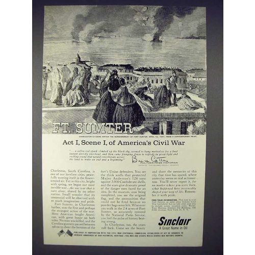 1960 Sinclair Oil Ad - Ft. Sumter, Act I of Civil War