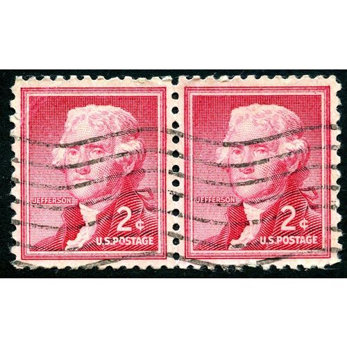USA 1954 Thomas Jefferson, 2c x 2 Scott 1033, Used
