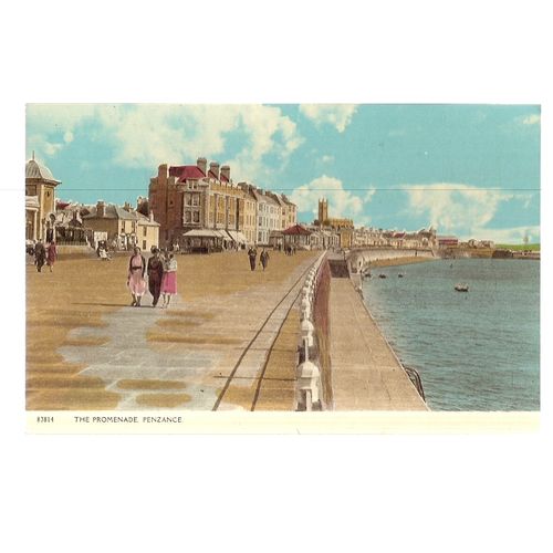 THE PROMENADE, PENZANCE, CORNWALL .unused postcard by Harvey Barton