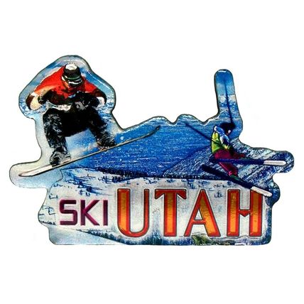 Ski Utah Jumbo Artwood Foil Fridge Magnet