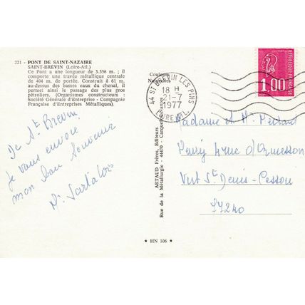 Pont Saint Nazaire France Postcard posted 1977 VGC