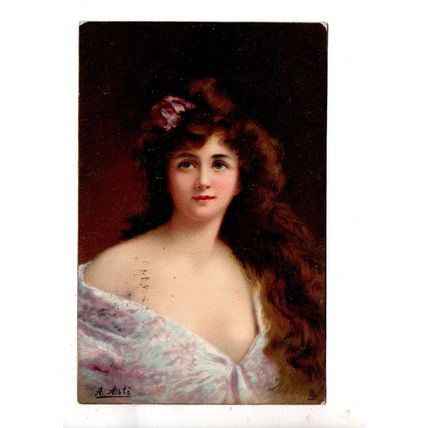 ARTIST DRAWN OILETTE GLAMOUR POSTCARD "GLADYS" BY A.ASTI NO. 2731 # 1906 (2326)