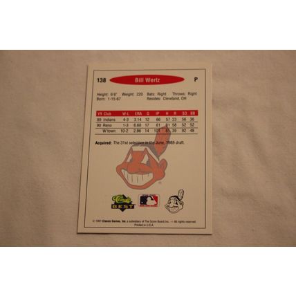 Bill Wertz 1991 Classic Best NO. 138
