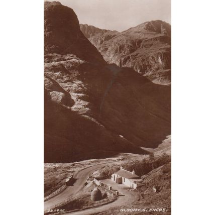 Gloomy Glencoe Aerial Scotland Antique Stunning Real Photo Postcard