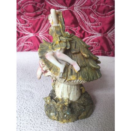 Mythical and Magical Fairy on a Witch Face Toadstool Indoor or Outdoor Figurine