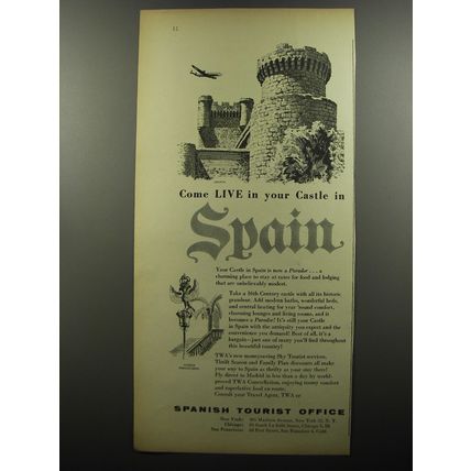 1956 Spanish Tourist Office Ad - Come live in your castle in Spain