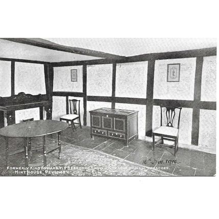 Formerly King Edward VI's Bedroom, Mint House, Pevensey, Sussex, 1910 Postcard