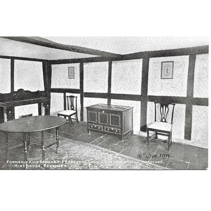 Formerly King Edward VI's Bedroom Mint House Pevensey Sussex 1910 Postcard (HHH)