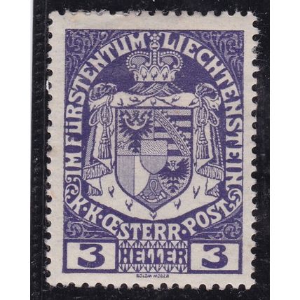Liechtenstein 1917 Coat of Arms 3h Mint Hung SG 7 VGC