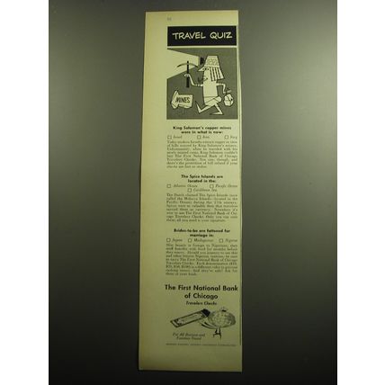 1958 First National Bank of Chicago Ad - King Solomon's copper mines