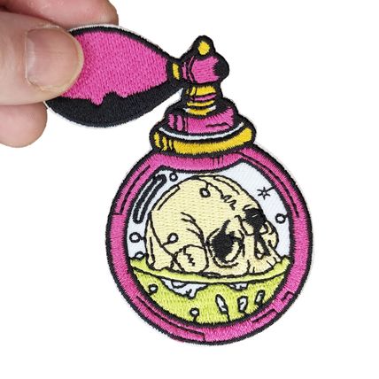 Skull Perfume Iron On Patch Embroidered Sew Vaporiser 6.5 cm x 7.9 cm P496