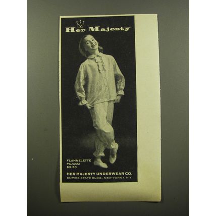 1959 Her Majesty Underwear Co. Flannelete Pajamas Advertisement