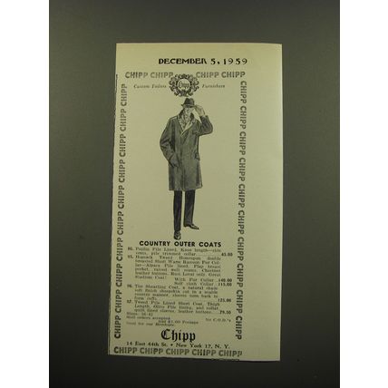 1959 Chipp Fashion Advertisement - Country Outer Coats