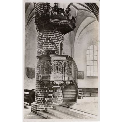 Halmstad Kyrkan Sweden Church Pulpit Real Photo Old Postcard