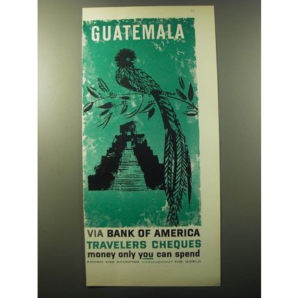 1960 Bank of America Travelers Cheques Advertisement - Guatemala