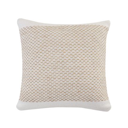 20" X 20" Ivory And Tan 100% Cotton Geometric Zippered Pillow