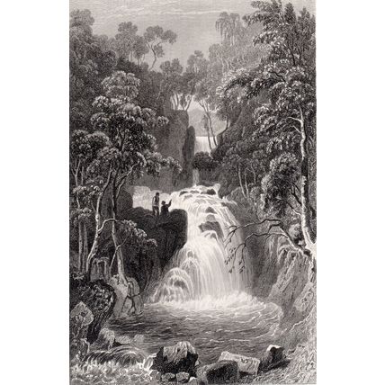 UPPER FALL AT RYDAL WESTMORLAND 1841 Thomas Jeavons - Henry Gastineau ENGRAVING