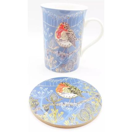 Robin Mug & Coaster Set Boxed Ceramic Gift Tableware Christmas 10.5 CM Drink