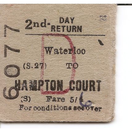 B.T.C. Edmondson Ticket - Waterloo to Hampton Court