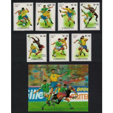 Uzbekistan Football 7v+MS 1999 MNH SG#220-MS227
