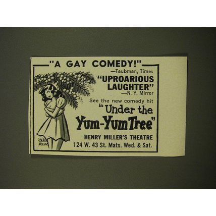 1961 Under the Yum-Yum Tree Play Advertisement - art by Peter Arno