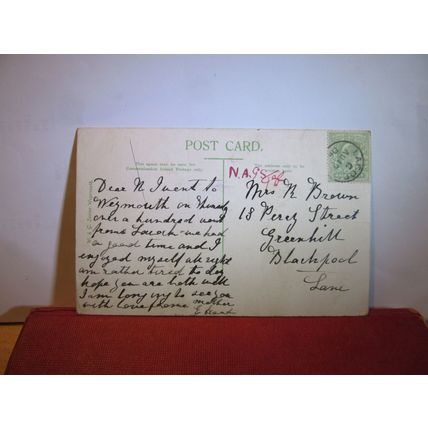 WEYMOUTH BAY, DORSET. used antique postcard by W & G of Weymouth 1906 pm =
