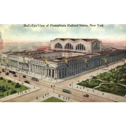 Bird's Eye View Of Pennsylvania Railroad Station, New York, USA, Postcard