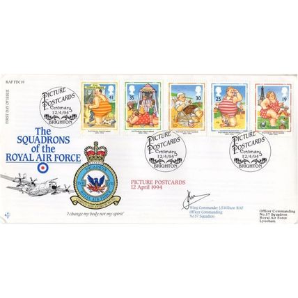 Squadrons Of The Royal Air Force Seaside Saucy Picture Postcards Hand Signed FDC
