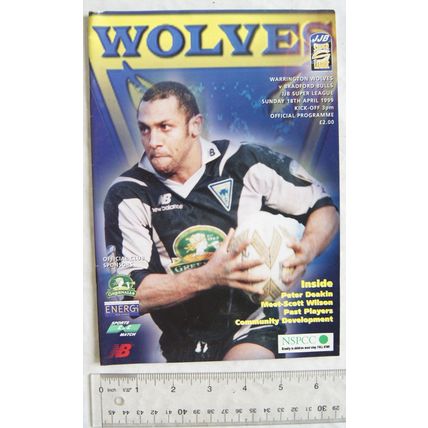 1999 programme Warrington Wolves v. Bradford Bulls