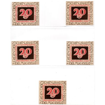 1920 Germany Halle Notgeld Set of 5 Notes (1548)