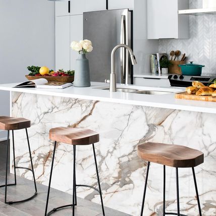Marble Peel and Stick Waterproof Wall Paneling, 118" X 47" Calacatta Gold Glossy