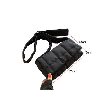 Black Adjustable Wide Strap Quilted Puffer Crossbody Bag