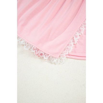 Pink Peter Pan Lace Embellished Neck Collision Sweatshirt and Skirt Two Piece Se