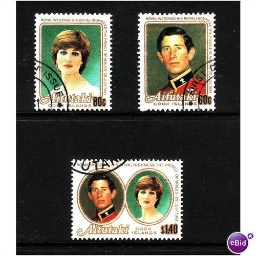 AITUTAKI 1981 ROYAL WEDDING SG 391/393 SET 3 VALS FINE USED