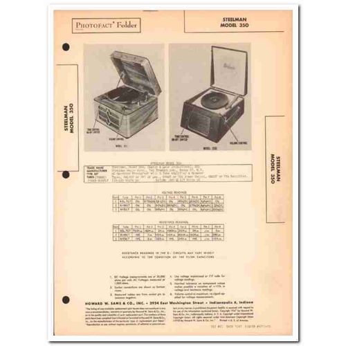 steelman model 350 3-tube amplifier phonograph sams photofact manual