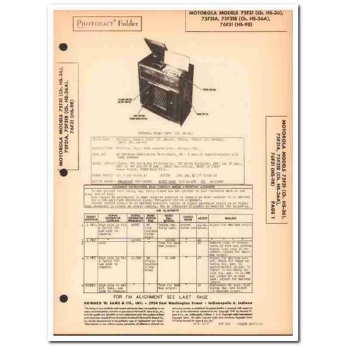 motorola model 75f31x 76f31 am fm sw radio phono sams photofact manual