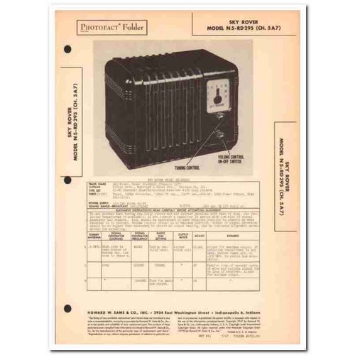 sky rover model n5-rd295 am radio receiver sams photofact manual