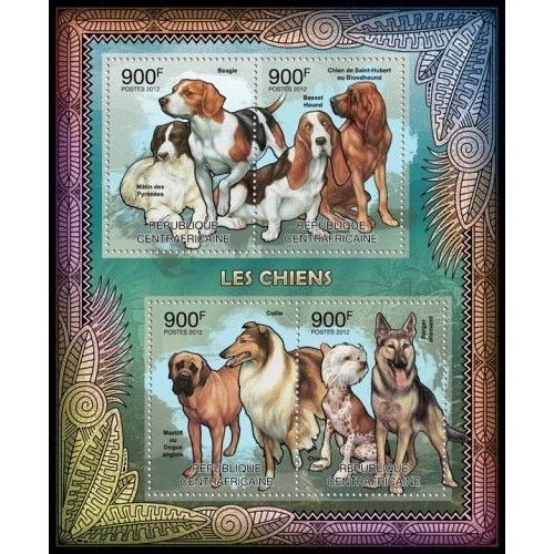 CENTRAL AFRICA 2012 SHEET MNH DOGS CHIENS HUNDE PERROS