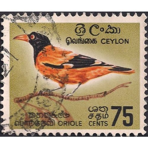 CEYLON, BIRDS, Black-hooded oriole, gold 1966, 75c