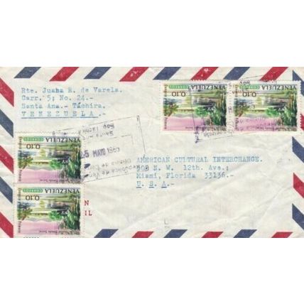 Venezuela 1965 Santa Ana to Miami USA Air Mail Cover typed VGC