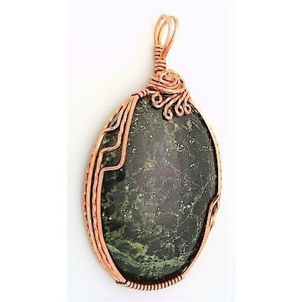 Amphibolite Copper Wire Wrap Gemstone Pendant 24