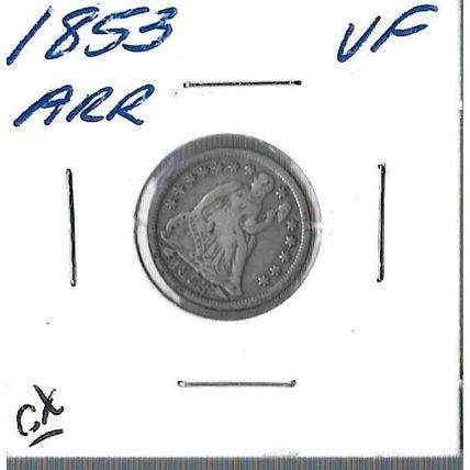 1853 US Seated Liberty Dime VF