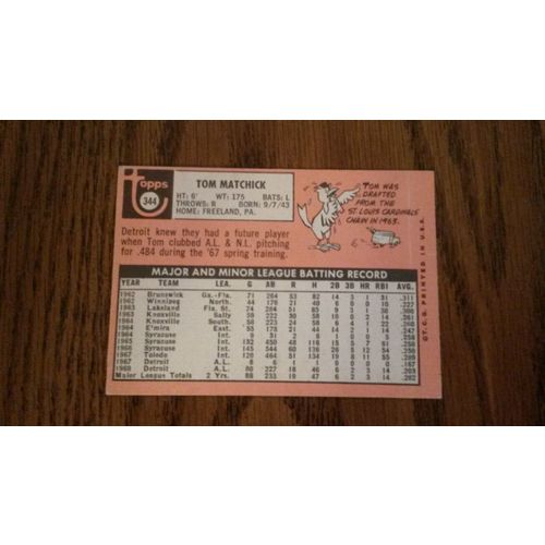 1969 Topps Card # 344 Tom Matchick Very Good (3) Detroit Tigers