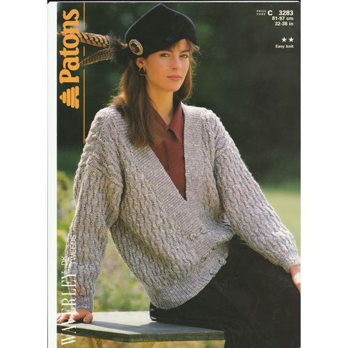 Original Knitting Pattern Patons 3283 Lady's Double Knit Crossover Jacket 32-38"