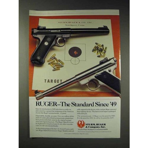 1991 Ruger Mark II Pistol Ad - Standard Since '49